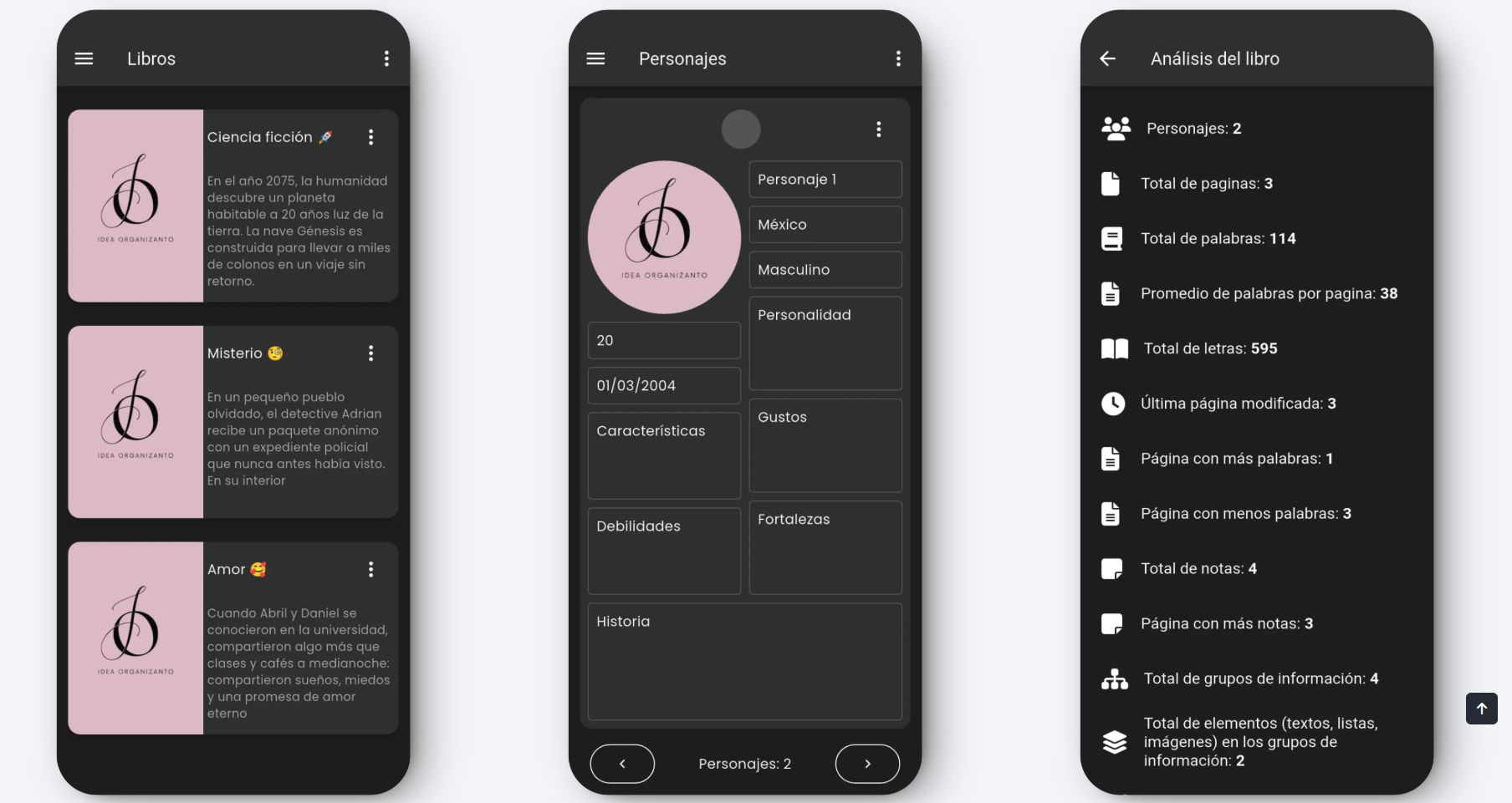 Captura de pantalla del proyecto Idea Organizanto